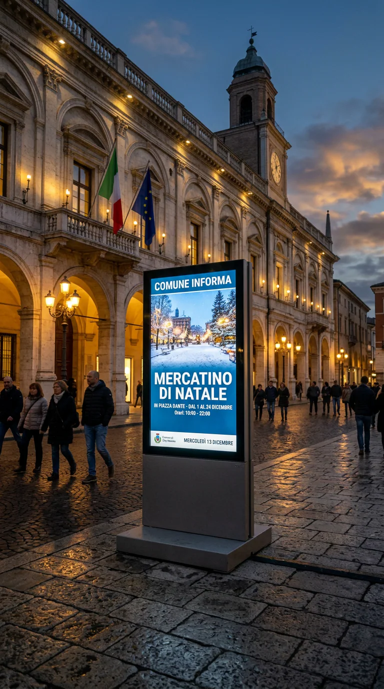 Totem ledwall informativo davanti al municipio – Omegaled