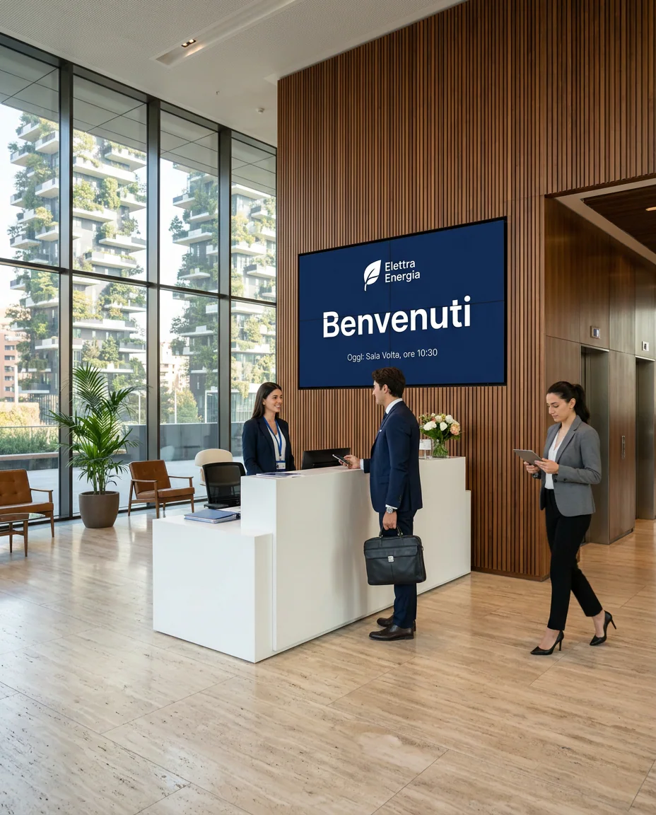Videowall LCD nella reception di una multinazionale – Omegaled