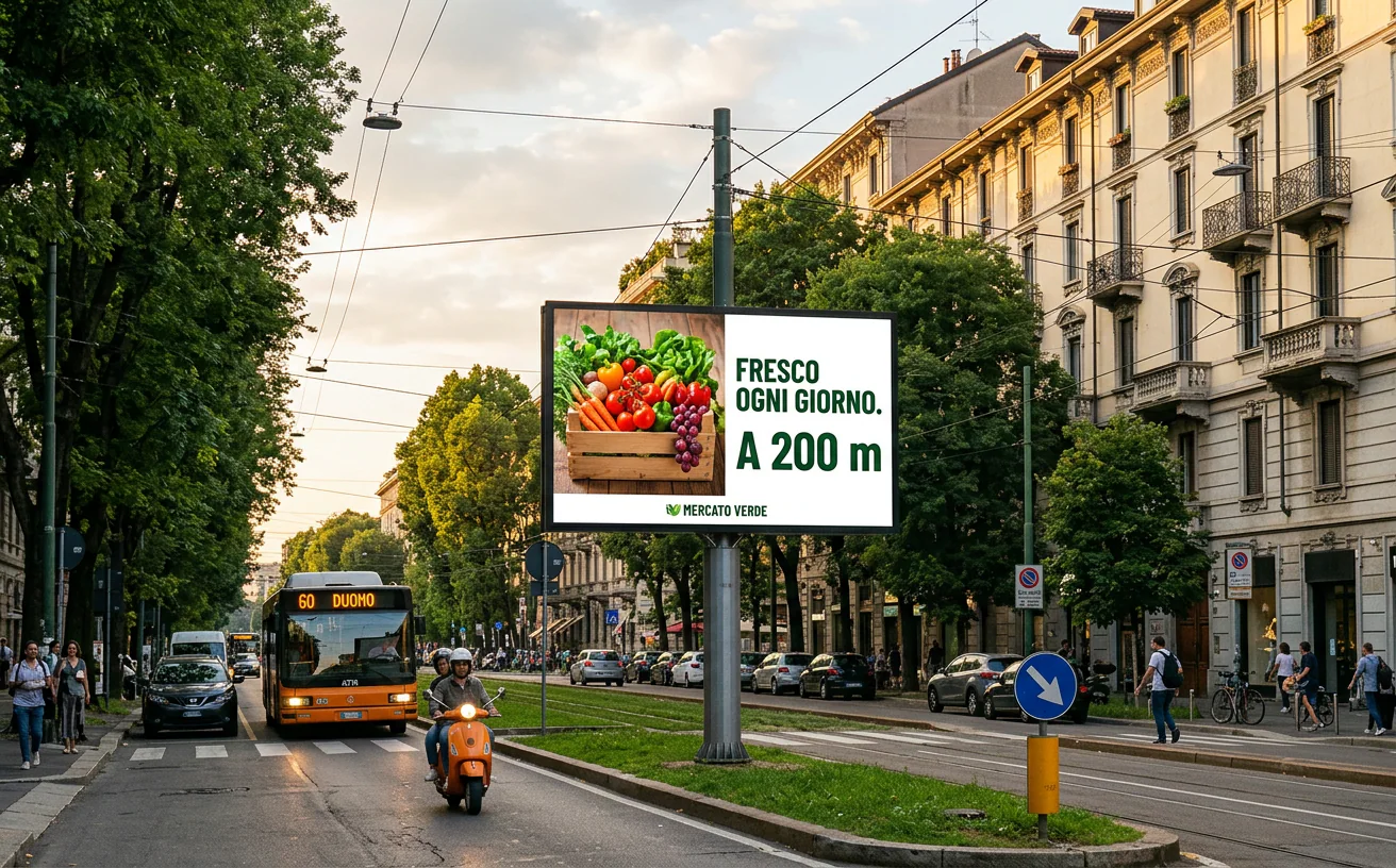 Ledwall su monopalo in strada a Milano – Omegaled